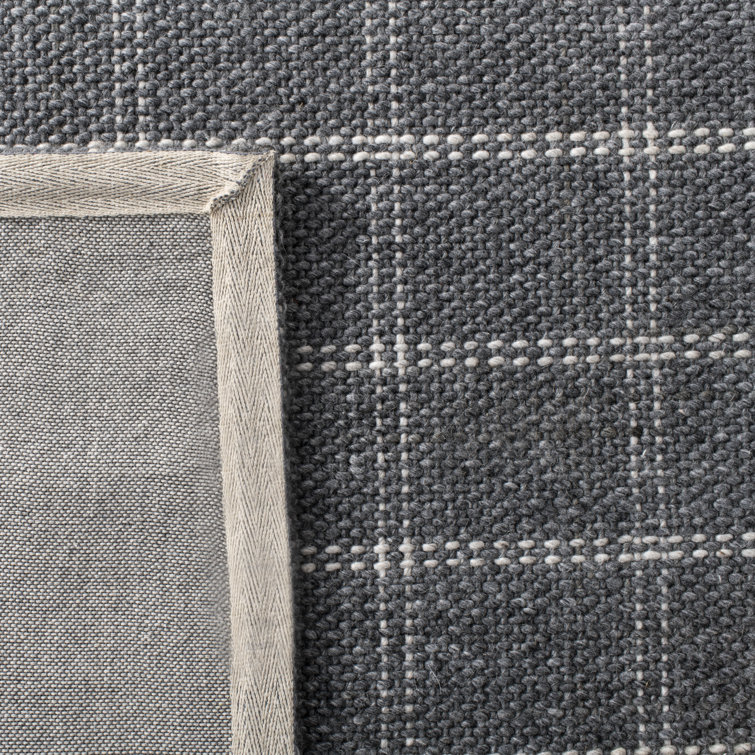 Modern Handwoven Gray Wool-Viscose Blend Round Rug