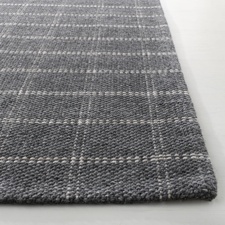 Modern Handwoven Gray Wool-Viscose Blend Round Rug