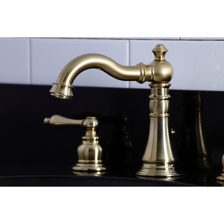 Traditional Elegance 8" Matte Black and Brushed Brass Widespread Bathroom Faucet