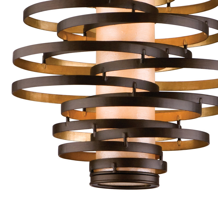 Bronze and Gold Leaf Geometric Pendant Light