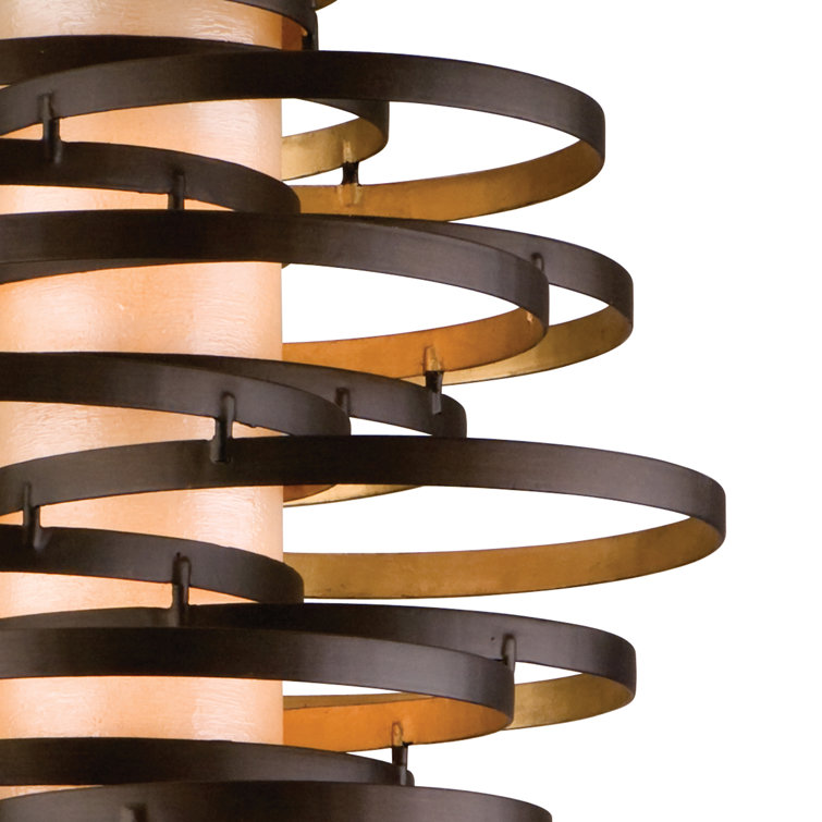 Bronze and Gold Leaf Geometric Pendant Light