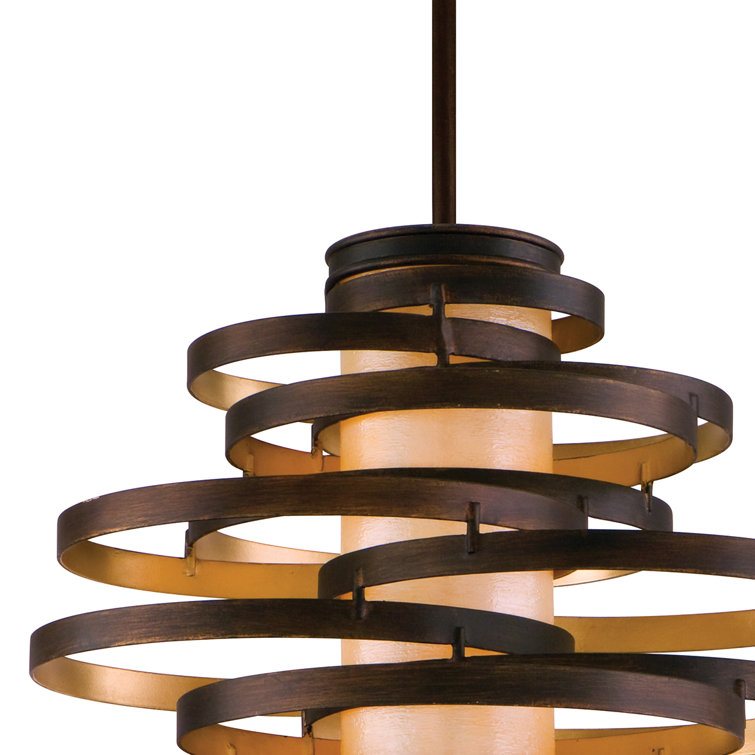 Elegance Caramel Ice Glass Drum Chandelier with Bronze and Gold Leaf Finish
