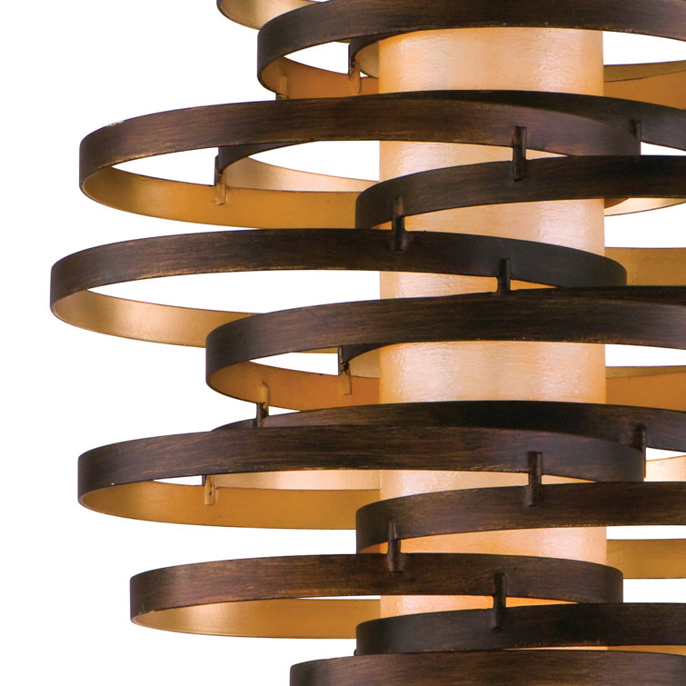 Elegance Caramel Ice Glass Drum Chandelier with Bronze and Gold Leaf Finish