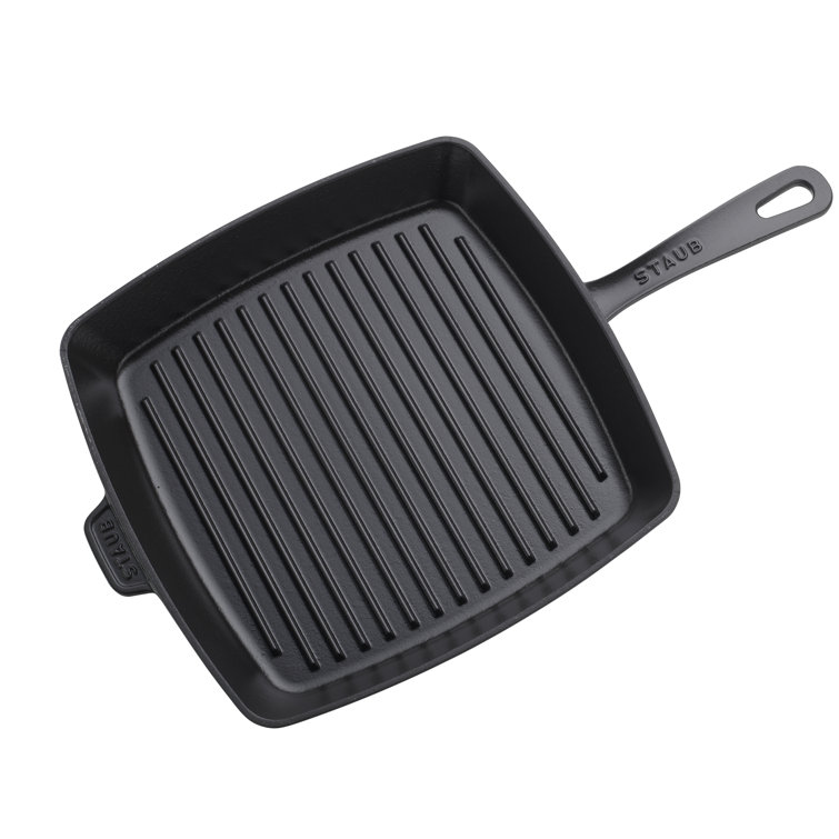 Matte Black 12" Square Cast Iron Grill Pan - Induction Ready