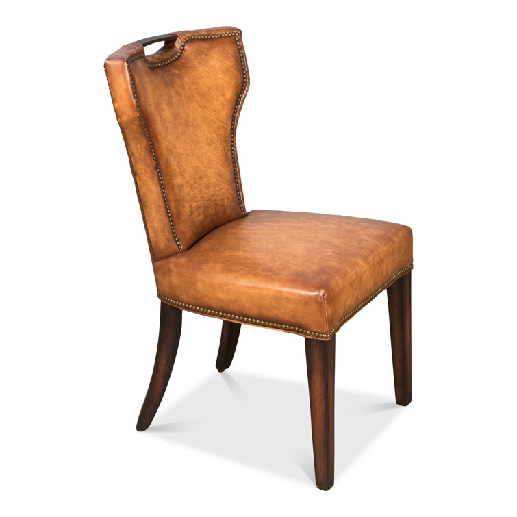 Broderick Traditional Brown Leather Upholstered Side Chair