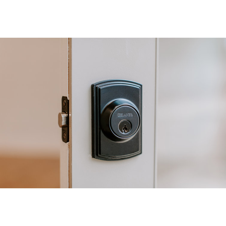 Matte Black Single Cylinder Deadbolt with Enlarged Back Plate