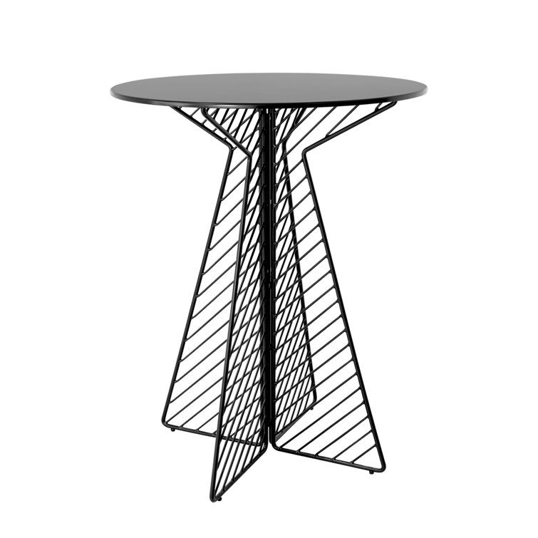 Eco-Friendly Galvanized Iron Round Patio Bar Table in Black