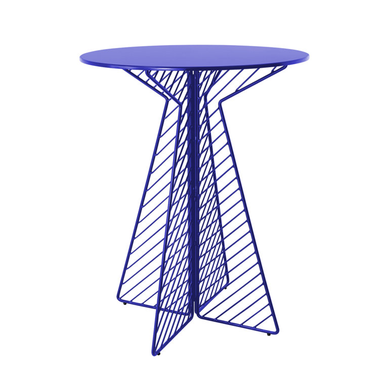 Electric Blue Mid-Century Modern Round Dining Table