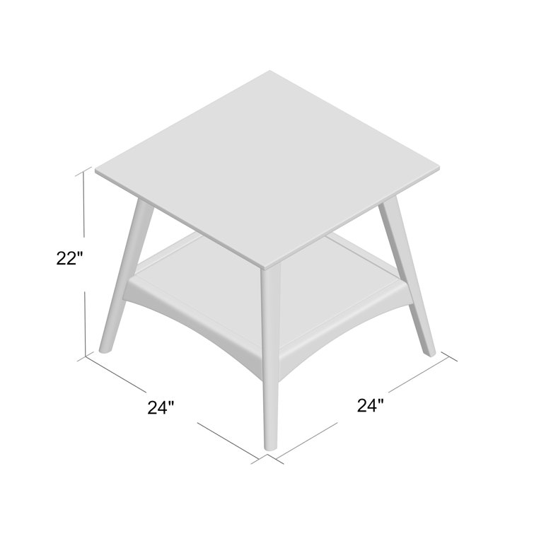 Parker Mid-Century Modern Off-White and Natural Wood End Table