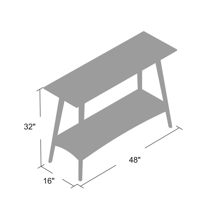 Mid-Century Off-White and Pecan Console Table with Storage Shelf