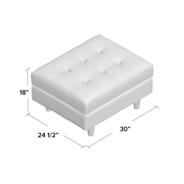 Empress Mid-Century Modern Tufted Ottoman in Wheatgrass Gray