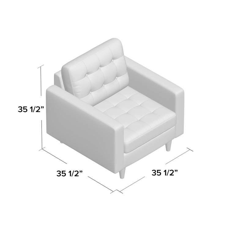 Empress Teal 35.5" Tufted Fabric Armchair with Solid Wood Legs