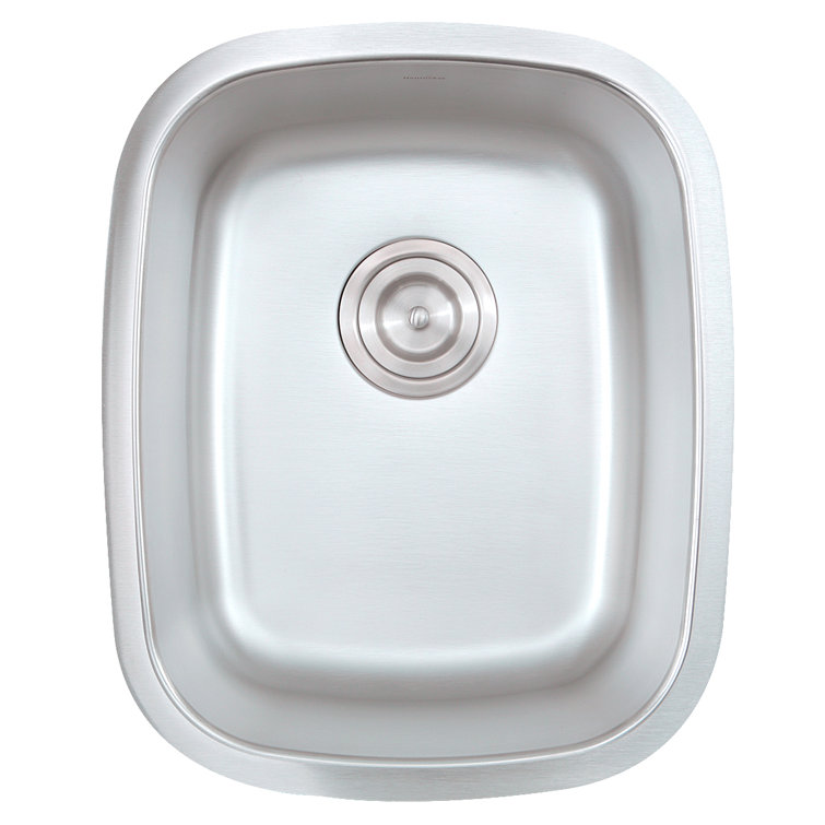 Satin Stainless Steel Square Undermount Kitchen Sink, 15" x 18.5"
