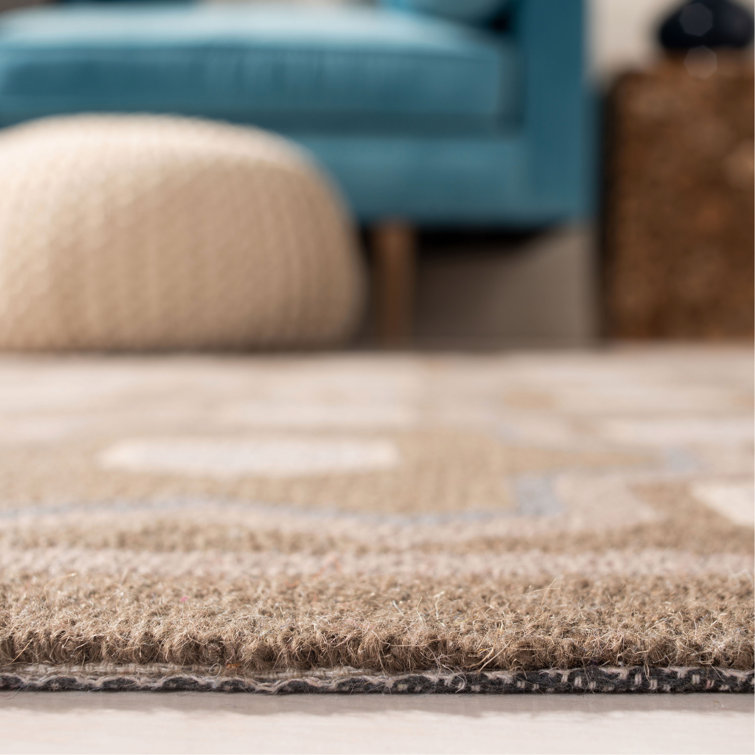 Molasses Brown Geometric Wool Area Rug, 5'6" x 8'6"