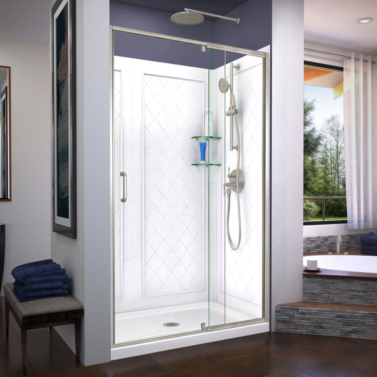 Flex 48" x 36" Clear Glass Semi-Frameless Shower Kit with Chrome Hardware