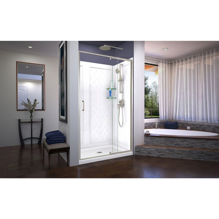 Flex 48" x 36" Clear Glass Semi-Frameless Shower Kit with Chrome Hardware