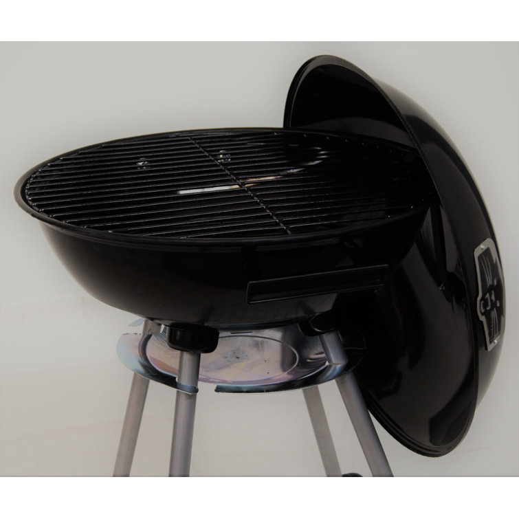 Panther 19'' Black Porcelain-Enamel Kettle Charcoal Grill