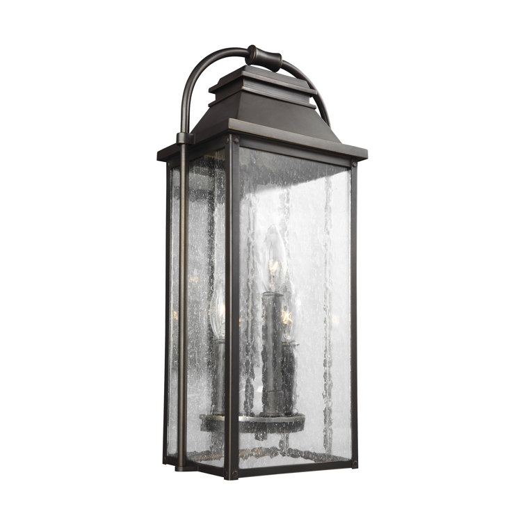Antique Bronze 22.5" Outdoor Wall Lantern with Clear Seeded Glass