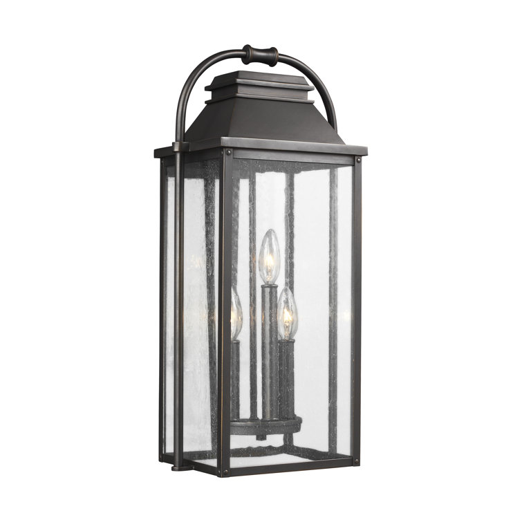 Antique Bronze 22.5" Outdoor Wall Lantern with Clear Seeded Glass