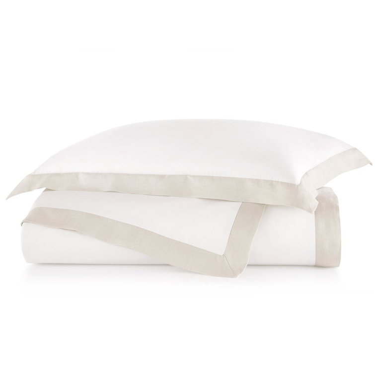 Twin White and Linen Cotton Percale Duvet Cover