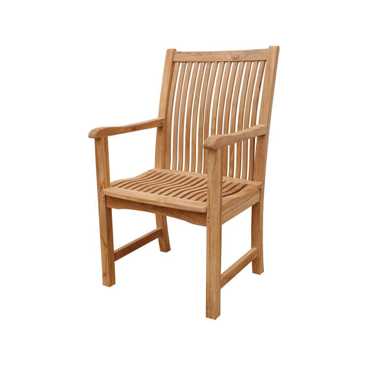 Chicago Teak Outdoor Dining Armchair with Slatted Back