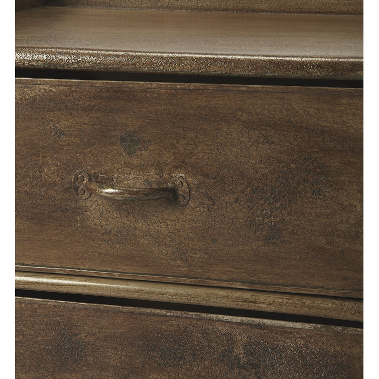 Cameron 123" Antique Bronze Iron Side Table with Storage