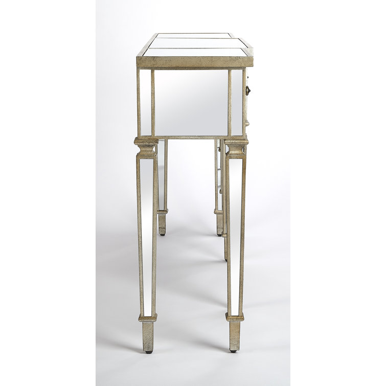 Hayworth Mirrored Console Table with Antique Gold Finish