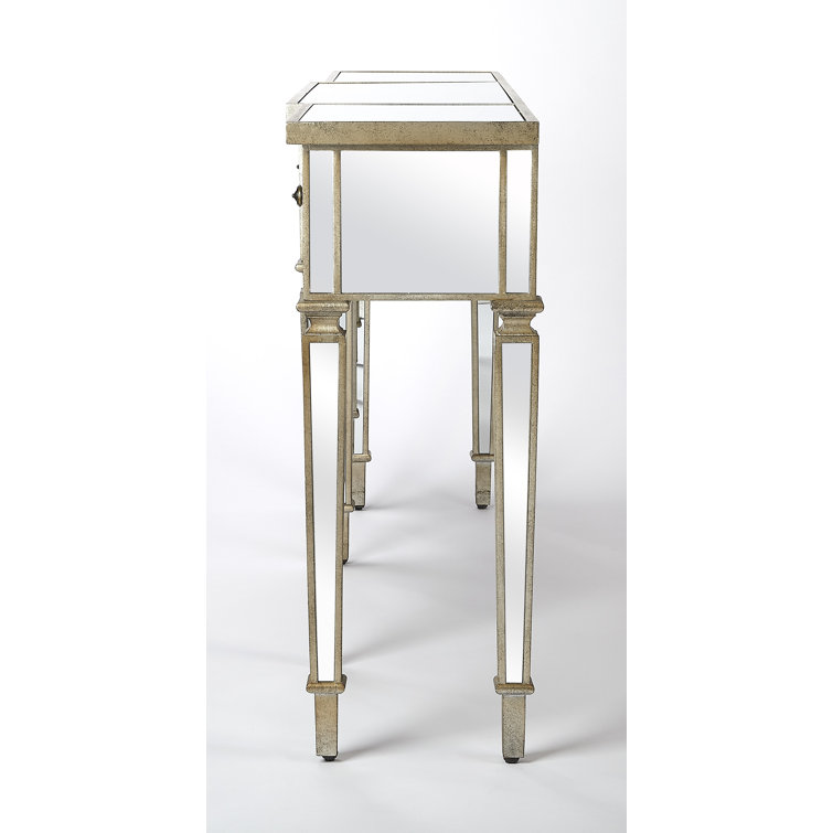 Hayworth Mirrored Console Table with Antique Gold Finish