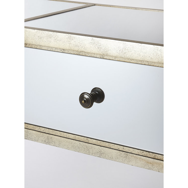 Hayworth Mirrored Console Table with Antique Gold Finish