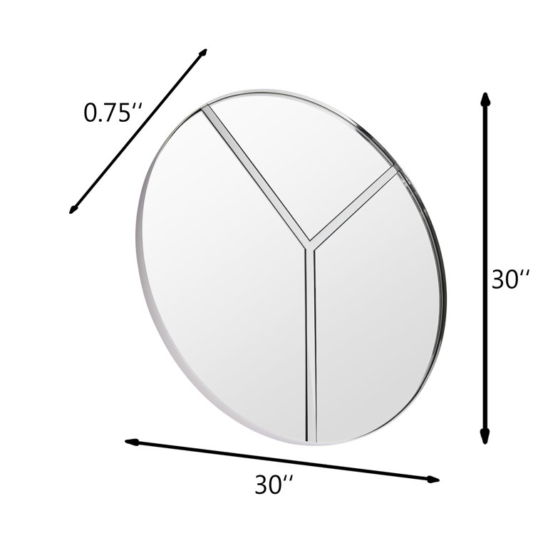 Lyra 30" Round Frameless Wall Mirror in Polished Nickel