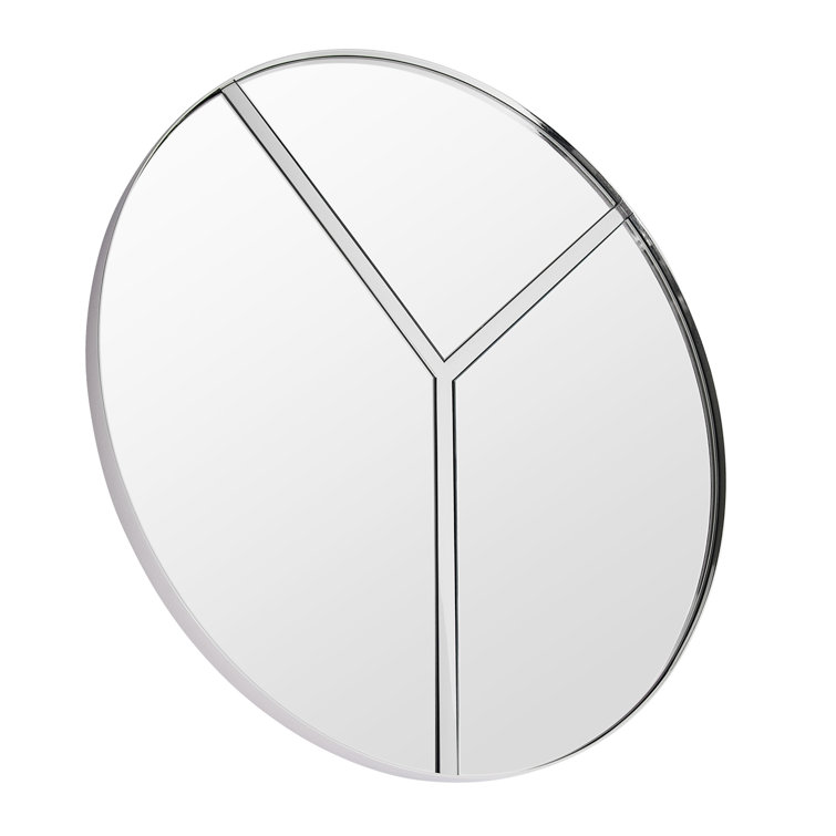 Lyra 30" Round Frameless Wall Mirror in Polished Nickel