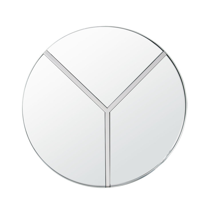 Lyra 30" Round Frameless Wall Mirror in Polished Nickel