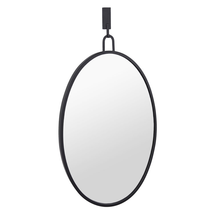 Oval Black Metal Frame Bathroom Wall Mirror