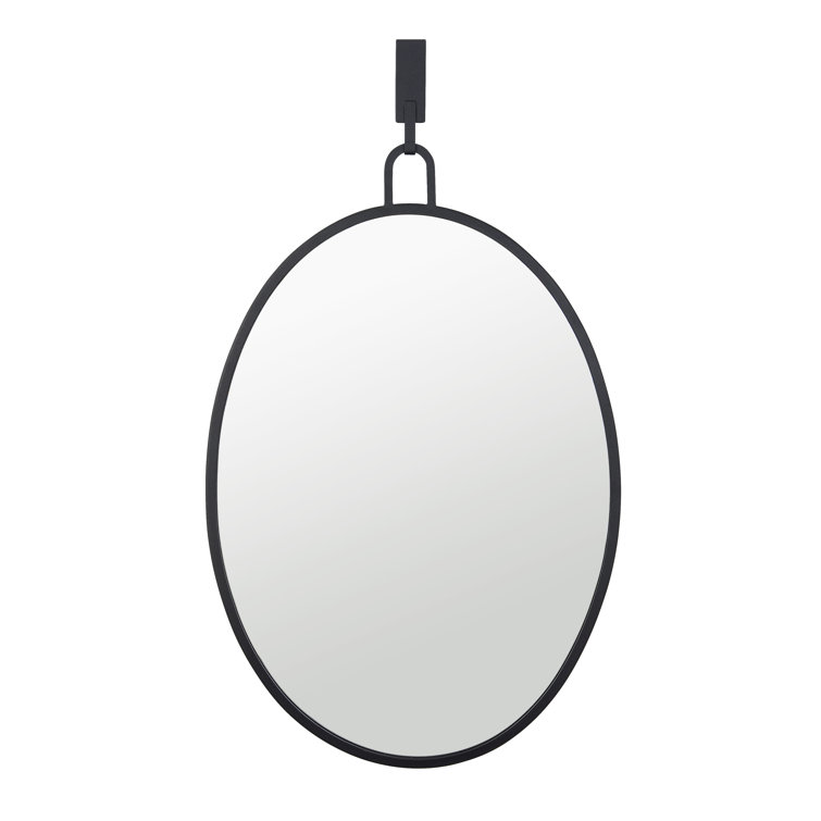 Oval Black Metal Frame Bathroom Wall Mirror