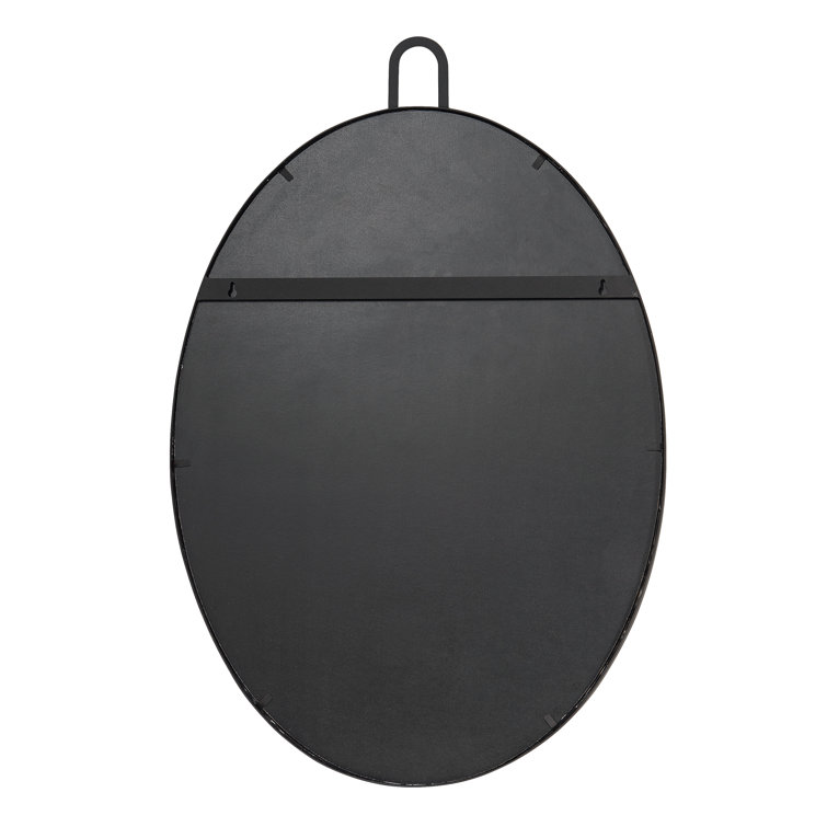 Oval Black Metal Frame Bathroom Wall Mirror