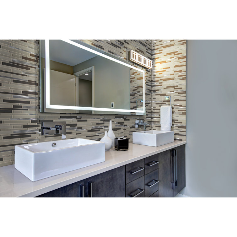 Gray and Black Glass-Metal Blend Mosaic Wall Tile