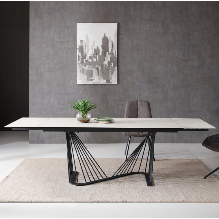 Contemporary Extendable Counter Height Dining Table with Glass-Ceramic Top