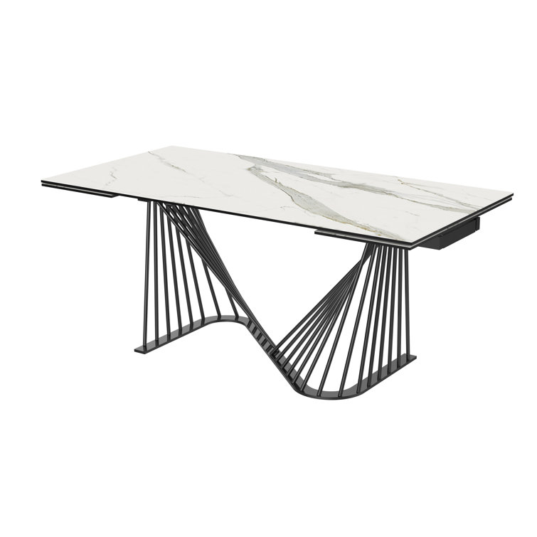 Contemporary Extendable Counter Height Dining Table with Glass-Ceramic Top