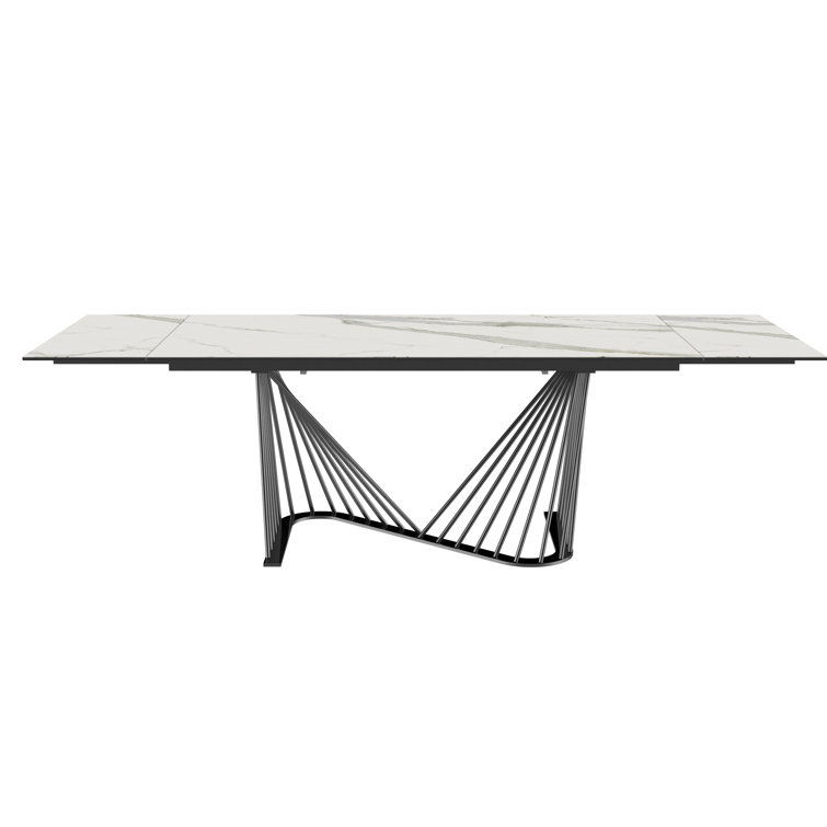 Contemporary Extendable Counter Height Dining Table with Glass-Ceramic Top