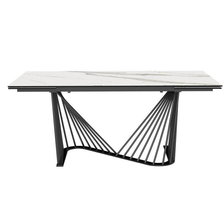Contemporary Extendable Counter Height Dining Table with Glass-Ceramic Top