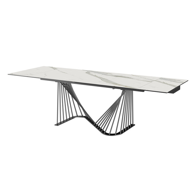 Contemporary Extendable Counter Height Dining Table with Glass-Ceramic Top