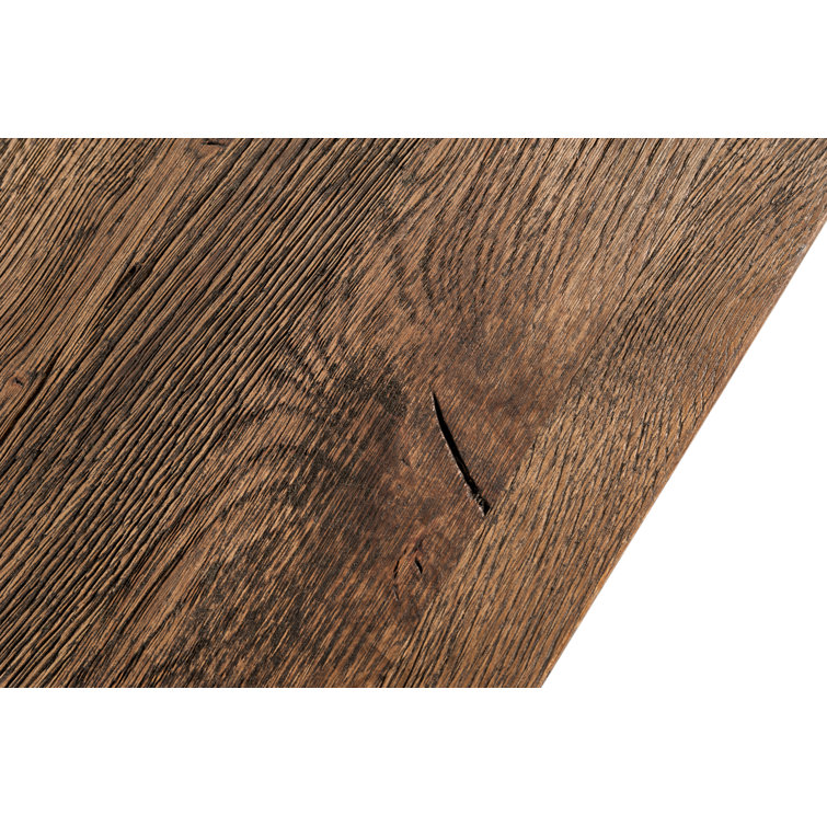 Rectangular Dark Brown Oak Coffee Table with Concrete Base