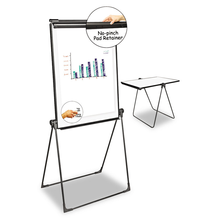 Universal Foldable Double-Sided Magnetic Dry Erase Easel, 28.5 x 37.5, White/Black