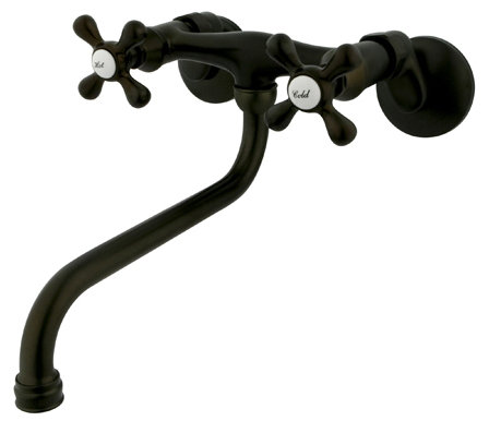 St. Louis Oil-Rubbed Bronze Wall-Mount Bathroom Faucet with Cross Handles