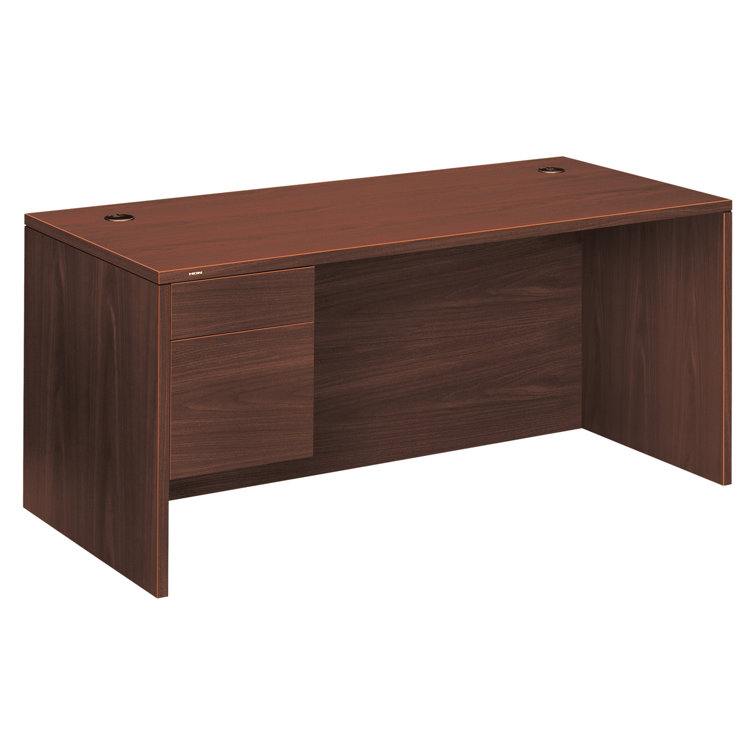 Mahogany Executive Desk with Drawers and Filing Cabinet