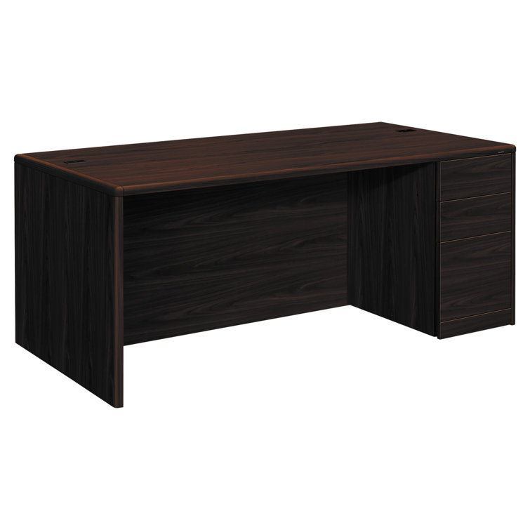 Mahogany Executive Desk with Filing Cabinet and Drawers