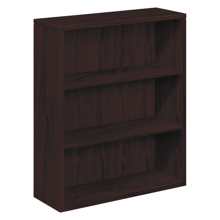 Adjustable Mahogany Laminate 3-Shelf Standard Bookcase