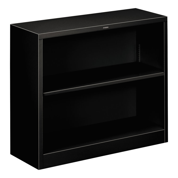 Adjustable Black Steel 2-Shelf Bookcase, 34.5" Wide