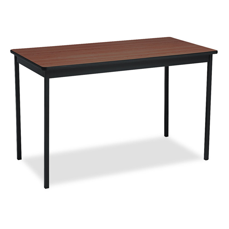 Walnut and Black Metal Rectangular Utility Table, 48" x 24"