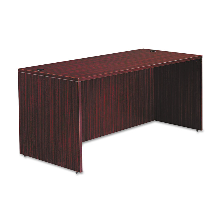 Mahogany 65" Desk Shell with Filing Cabinet